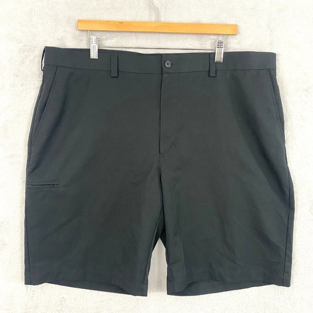 Perry Ellis Flat Front Chino Shorts Mens Size 40 Black Pockets Microfiber Golf